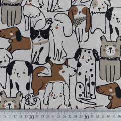 Canvas Stoff Hunde Leinen Optik, braun beige