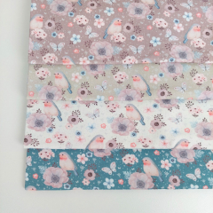 Jerseystoff Baumwolljersey V�gel Blumen - dunkelmint
