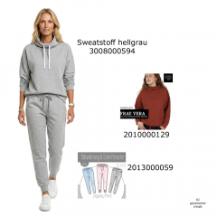 RESTST�CK 55 cm Sweat Stoff elastisch flauschige R�ckseite, hellgrau meliert