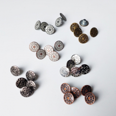 Jeansknopf Gunmetal mit Stern-Motiv – 5er Set zum Nieten