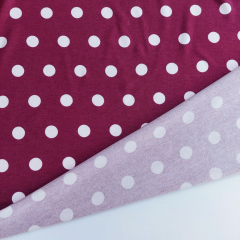 Viskosejersey Punkte 1,5 cm, wei� bordeaux
