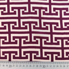Viskosestoff Labyrinthmuster, Burgundy Hellbeige