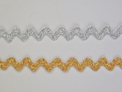 Glitzer-Zackenlitze goldfarbig, 10mm