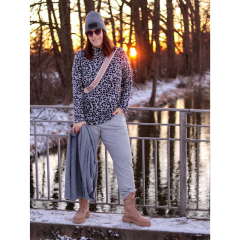 RESTST�CK 55 cm Sweat Stoff elastisch flauschige R�ckseite, hellgrau meliert