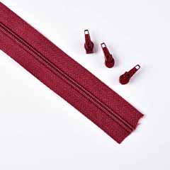 endlos Rei�verschluss Meterware 3 mm + 3 Schieber, weinrot #578