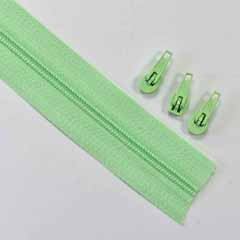 endlos Rei�verschluss Meterware 3 mm + 3 Schieber, hellgr�n