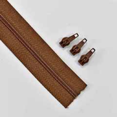 endlos Rei�verschluss Meterware 3 mm + 3 Schieber, schokobraun