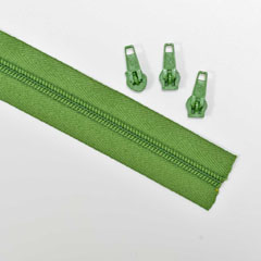 endlos Rei�verschluss Meterware 5 mm + 3 Schieber, moosgr�n