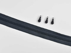 endlos Rei�verschluss Meterware 3 mm + 3 Schieber, dunkelgrau
