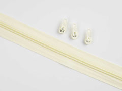 endlos Rei�verschluss Meterware 5 mm + 3 Schieber, cremewei�