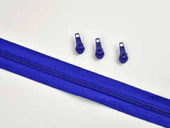 endlos Rei�verschluss Meterware 5 mm + 3 Schieber, kobaltblau