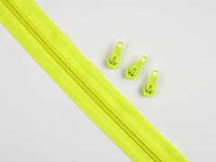 endlos Rei�verschluss Meterware 5 mm + 3 Schieber, neongelb