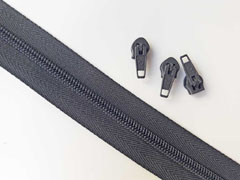 endlos Rei�verschluss Meterware 5 mm + 3 Schieber, dunkelgrau