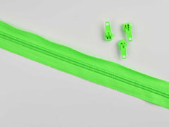 endlos Rei�verschluss Meterware 5 mm + 3 Schieber, neongr�n