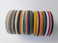 Ripsband Streifen 35 mm, dunkelmint dunkelblau orangerot