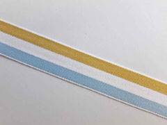 Webband Streifen 25 mm, hellblau wei� senfgelb