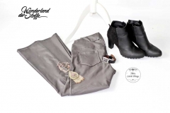 RESTST�CK 30 cm beschichteter Jersey Jeggings Stoff grau