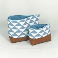 Dekostoff Dreiecke, jeansblau weiss