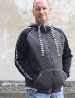 Heavy Jogging Sweat Stoff dick weich angeraut, schwarz