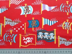 Baumwolle Totenk�pfe Jolly Rogers, rot