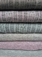 Strickstoff mit Zopfmuster leicht, grau mint