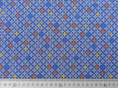 RESTST�CK 98 cm Jerseystoff Kreuzblume, orange royalblau