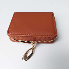 Portemonnaie kleine Geldb�rse Lederimitat gepr�gte Optik Ziparound - cognac gold