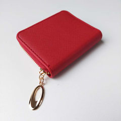 Portemonnaie kleine Geldb�rse Lederimitat gepr�gte Optik Ziparound - rot gold