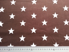 RESTST�CK 66 cm Baumwollstoff gro�e wei�e Sterne Big Star, dunkelbraun