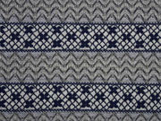 RESTST�CK 250 cm Strick Jacquard Streifenbord�ren, grau blau