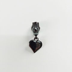 Schieber mit Herz f�r Rei�verschluss mit 6,5 mm Spirale, GUNMETAL
