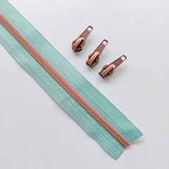 1 m Rei�verschluss metallisiert KUPFER 6,5 mm Spirale + 3 Schieber, mint