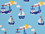 Baumwollstoff Segelboote Wolken Hilco Cozy Boats, hellblau