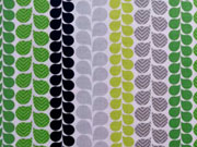 Baumwollstoff Bl�tter Streifen Bl�tter Bord�re Camelot Design, wei� gr�n dunkelblau