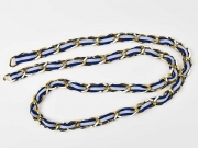 Taschenkette Gold mit Band 1m-St�ck, marineblau wei�