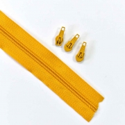 endlos Rei�verschluss Meterware 3 mm + 3 Schieber, helles ockergelb