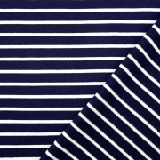 Sweatstoff French Terry Streifen, wei� dunkelblau