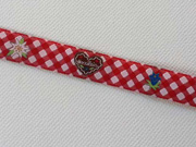 Webband Herzilein, rot-wei� kariert