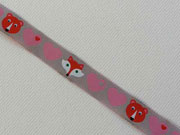 Webband Herzen, B�r & Fuchs by Graziela, grau-rosa