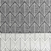 Dekostoff Bl�tter Jacquard Doubleface, cremewei� schwarz