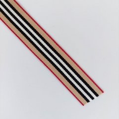 Webband Streifen 25 mm, rot beige schwarz wei�