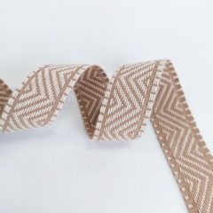 Jacquard Webband Zickzackmuster 2,5 cm breit, beige cremewei�