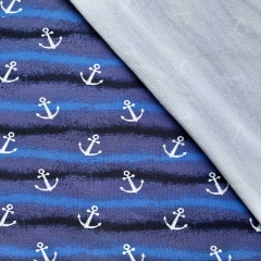 RESTST�CK 45 cm Sweatstoff French Terry Anker Streifen Wellen, weiss blau schwarz