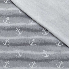 Sweatstoff French Terry Anker Streifen Wellen, wei� grau