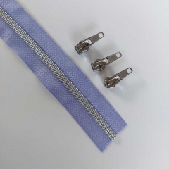 1 m Rei�verschluss metallisiert SILBER 6,5 mm Spirale + 3 Schieber, helllila/flieder