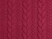 Jacquardjersey Stoff Zopfmuster, weinrot