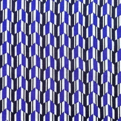 Viskosestoff mit Stretch Blusenstoff grafisches Muster, lilablau schwarz wei�