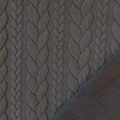 Jacquardjersey Stoff Zopfmuster,�graubraun (schlamm)
