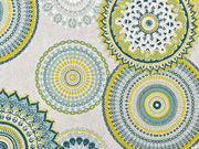 Dekostoff Mandalas Leinen Optik, gr�n ockergelb natur