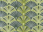 Dekostoff Jacquard Stoff F�cher, gelbgr�n moosgr�n